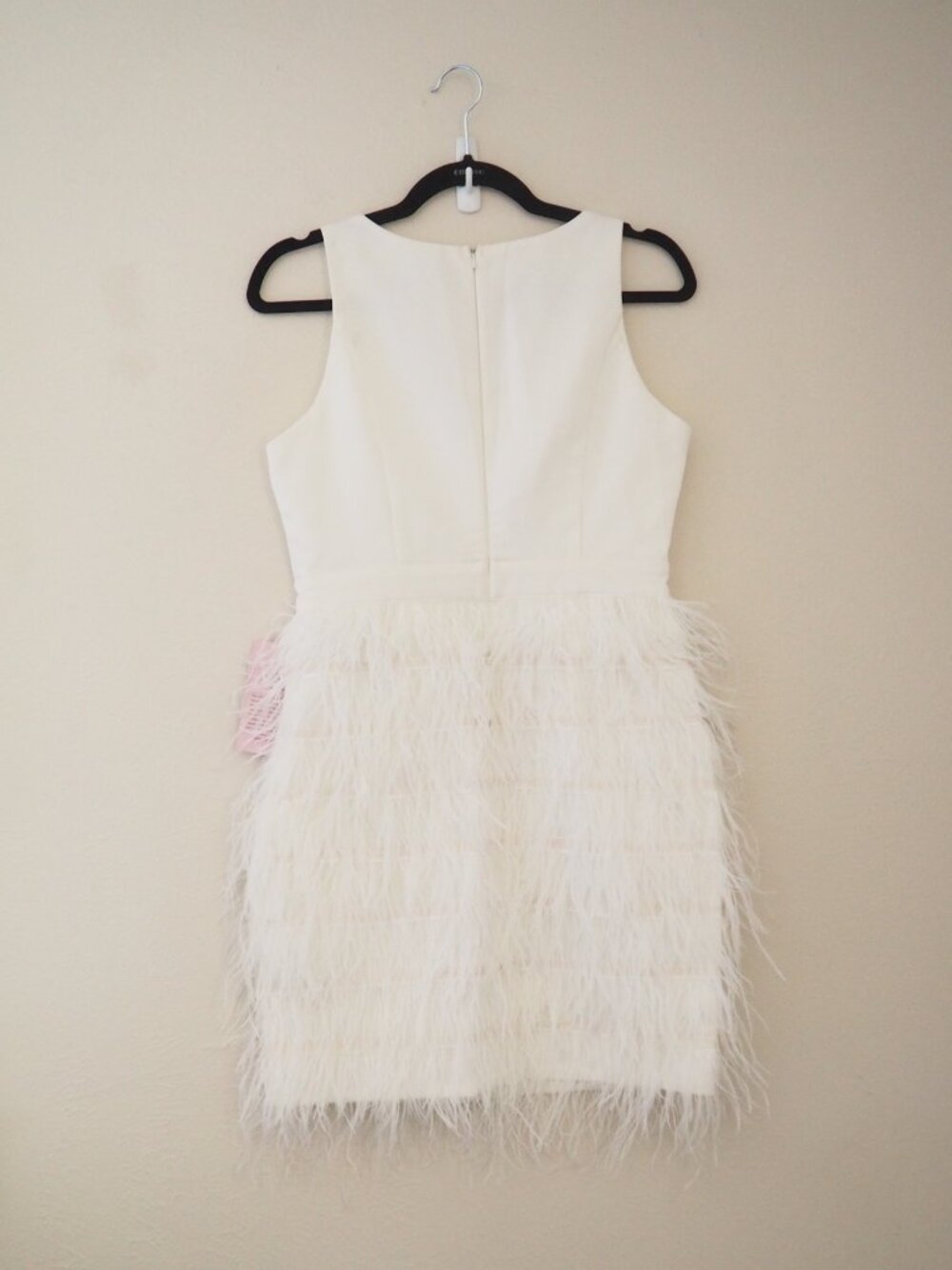 NWT BHLDN Anthropologie White Anthem Feather Trim Sleeveless Mini Dress sz M - Picture 8 of 10